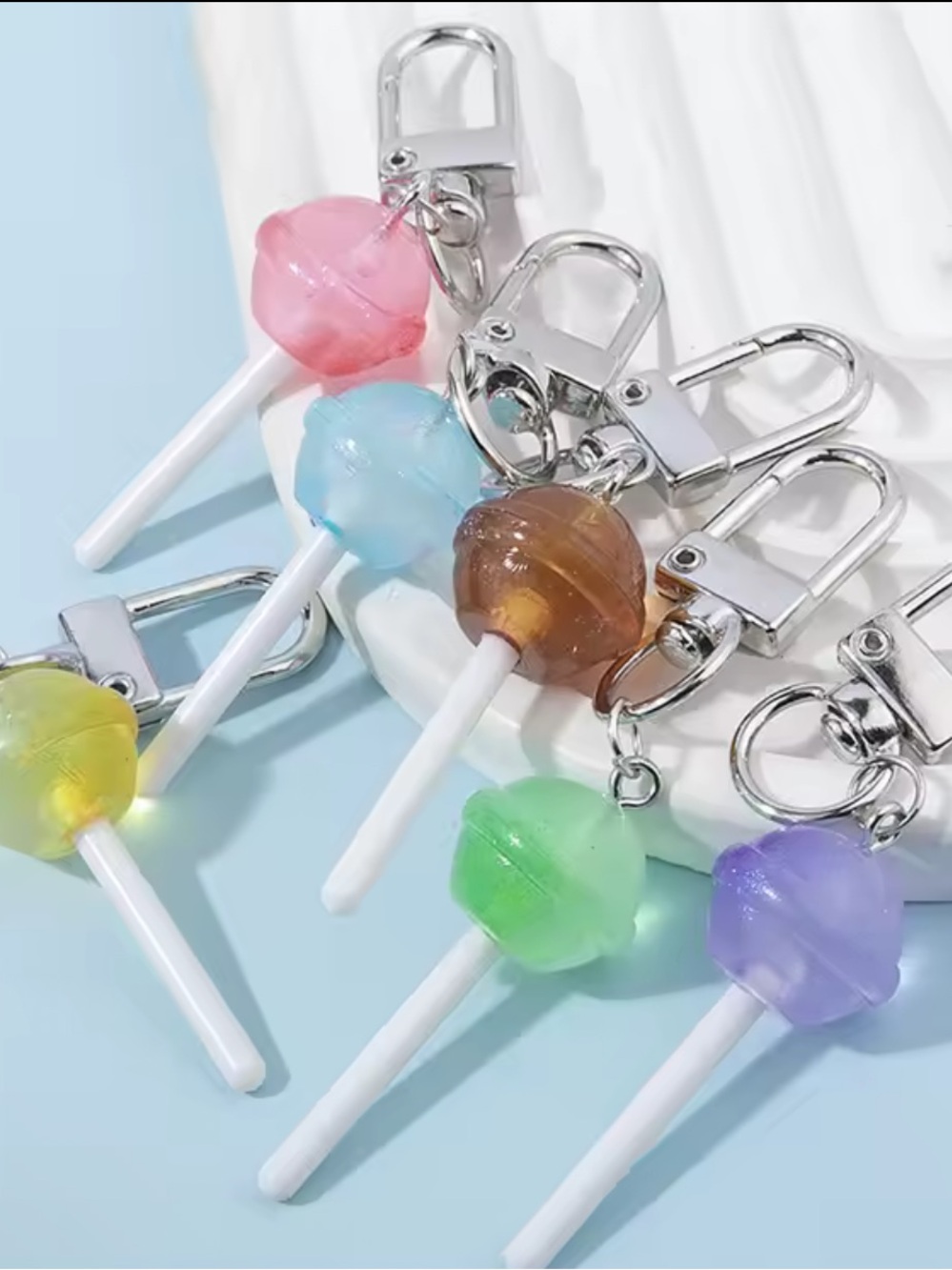All 6 Colorful Lollipop Keychain Charms - Set of 6